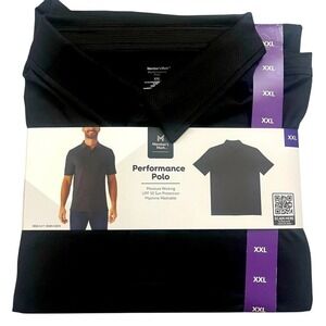 Members Mark Mens Performance Polo Shirt Black XXL Moisture Wicking UPF 50 New